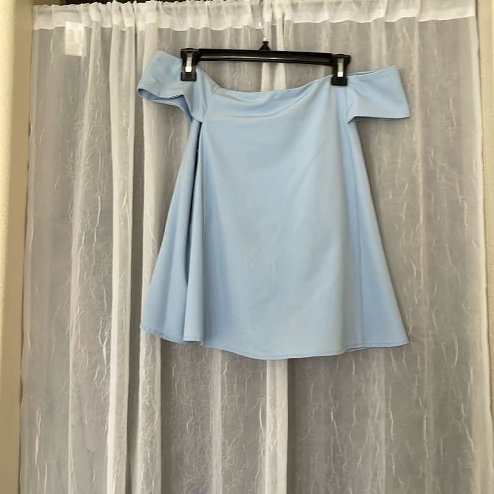 Beautiful Light Blue Off-the-Shoulder Forever 21 Blouse